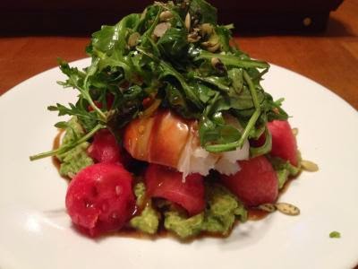 Lobster Guac and watermelon salad